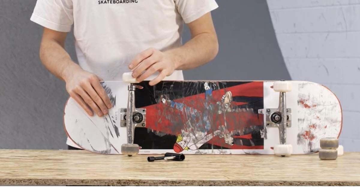 Remove the trucks from your skateboard