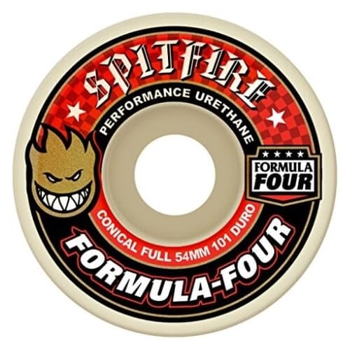 Spitfire F4 Conical Full 101D White Red Skateboard Wheels